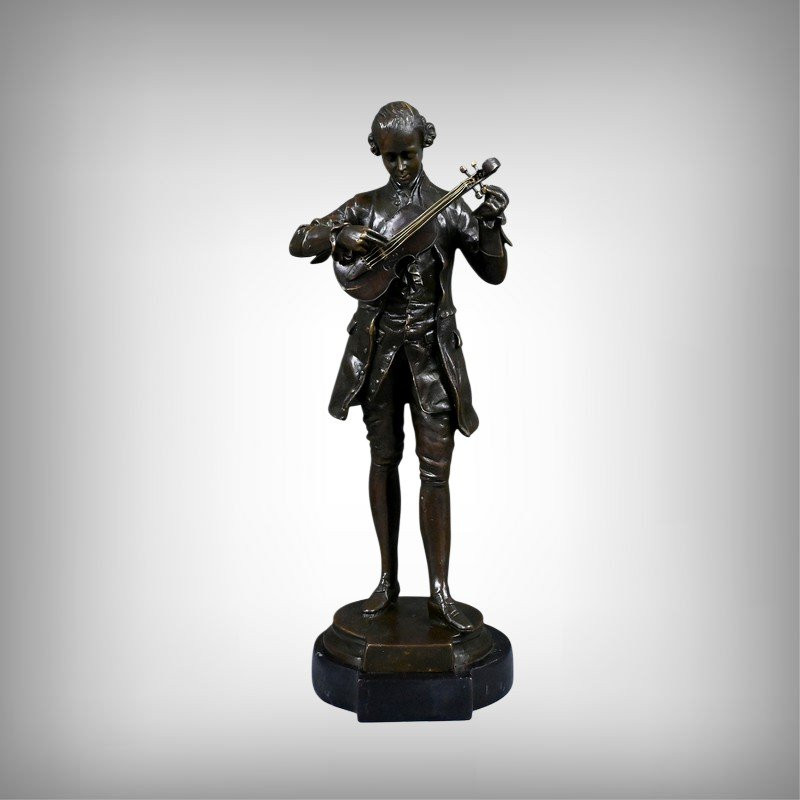 Bronze Sculpture "mozart Tuning His Violin" – 20th Century-photo-2