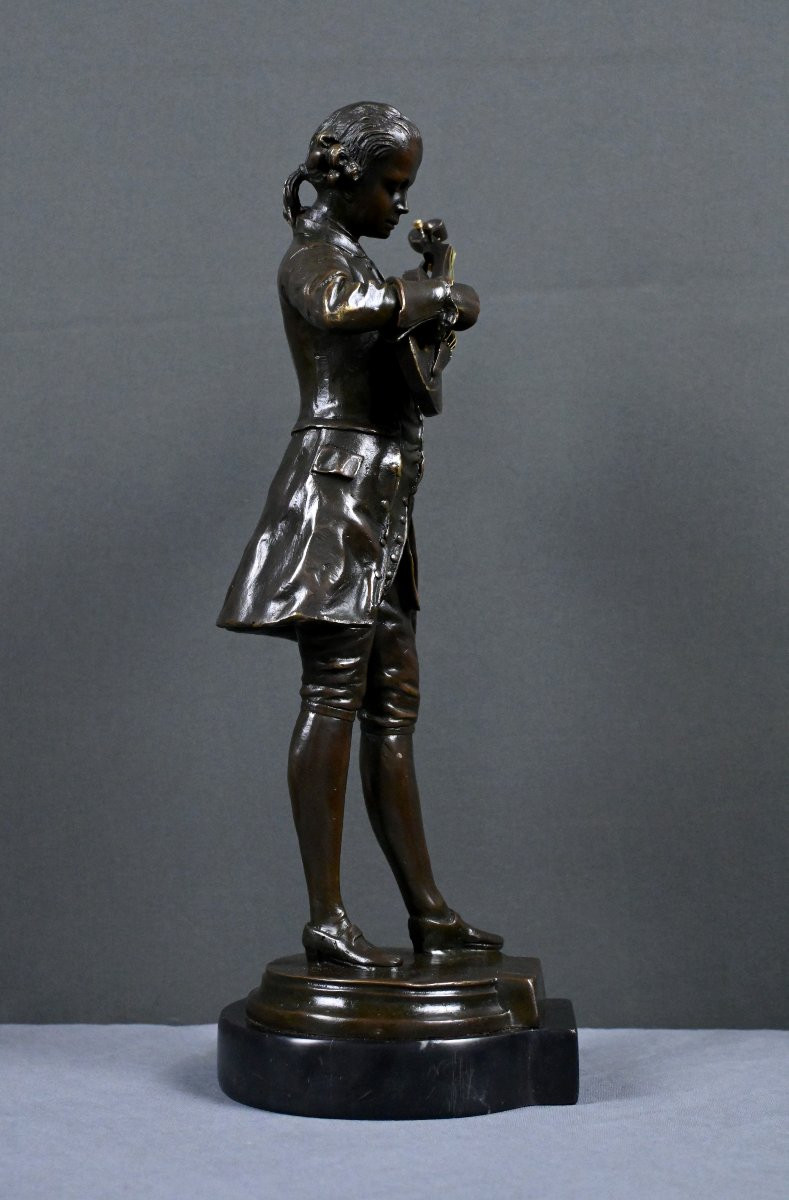 Bronze Sculpture "mozart Tuning His Violin" – 20th Century-photo-6