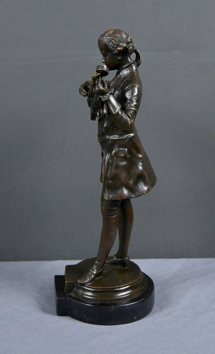 Bronze Sculpture "mozart Tuning His Violin" – 20th Century-photo-8
