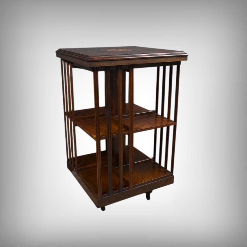 Mahogany Revolving Bookshelf, England – Mid-20th Century-photo-2