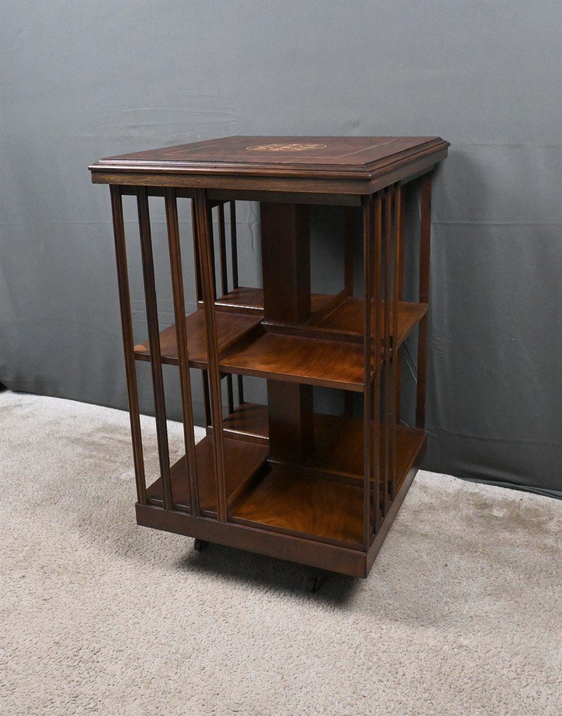 Mahogany Revolving Bookshelf, England – Mid-20th Century-photo-3