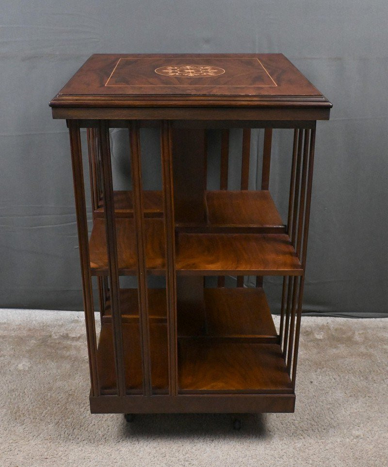 Mahogany Revolving Bookshelf, England – Mid-20th Century-photo-2