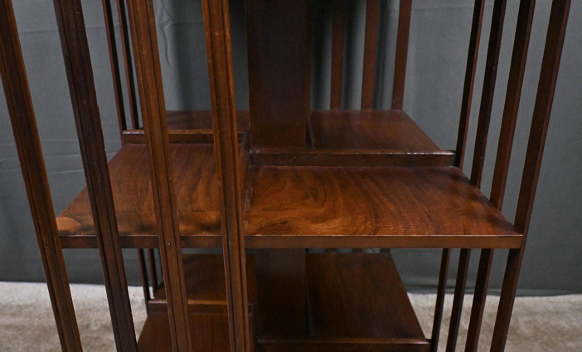 Mahogany Revolving Bookshelf, England – Mid-20th Century-photo-3