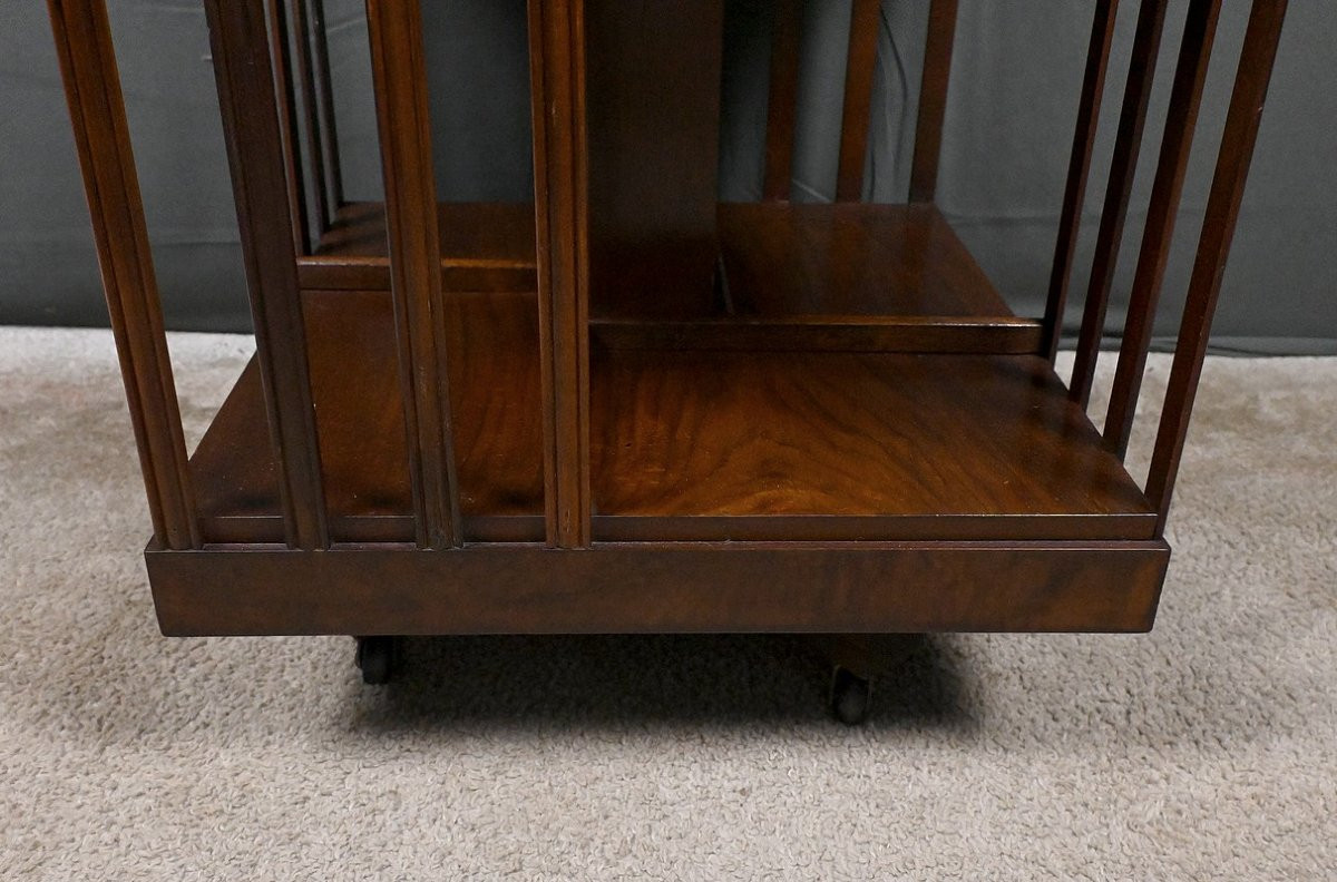 Mahogany Revolving Bookshelf, England – Mid-20th Century-photo-4