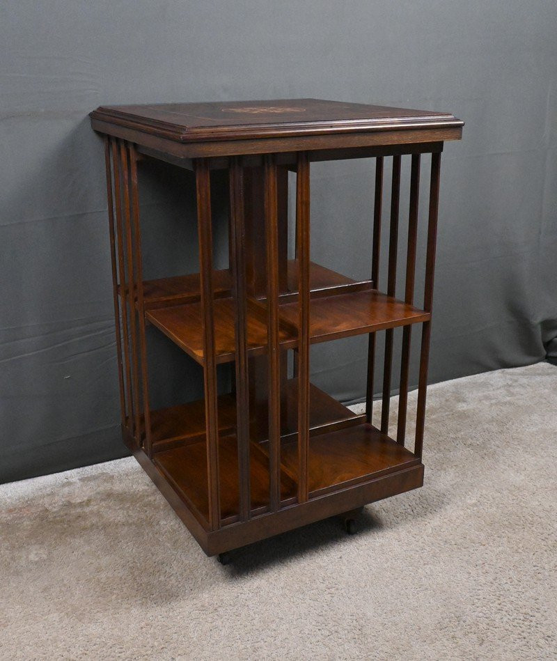 Mahogany Revolving Bookshelf, England – Mid-20th Century-photo-5