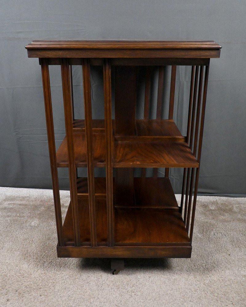 Mahogany Revolving Bookshelf, England – Mid-20th Century-photo-6