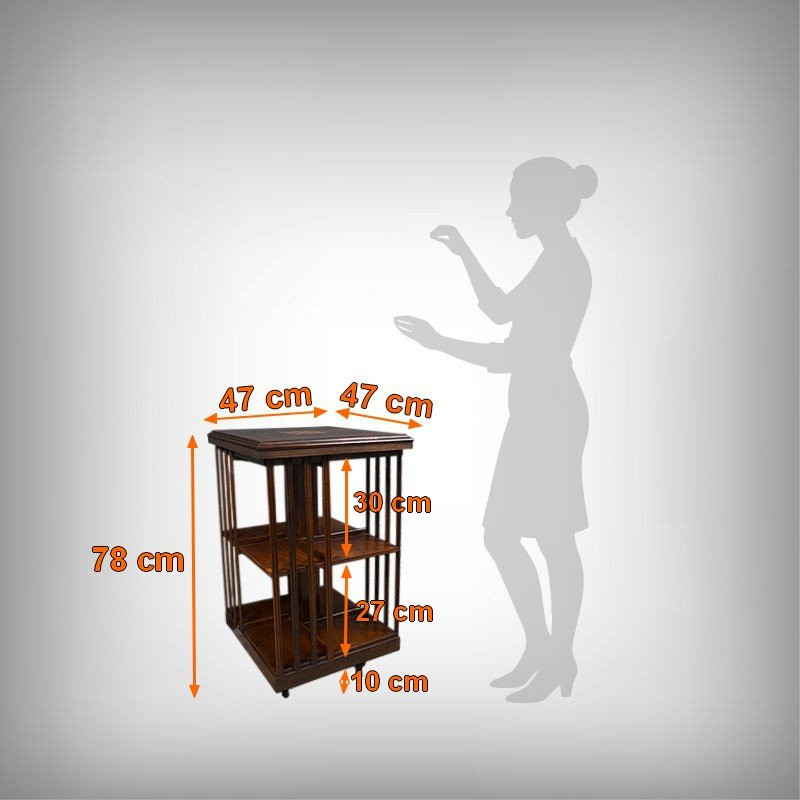 Mahogany Revolving Bookshelf, England – Mid-20th Century-photo-8