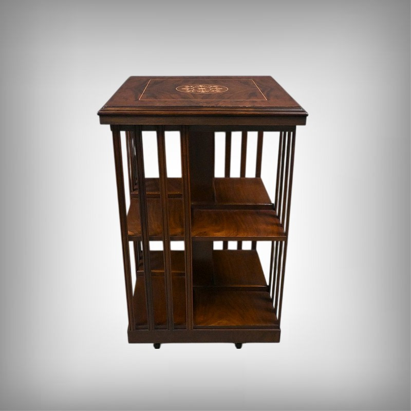Mahogany Revolving Bookshelf, England – Mid-20th Century