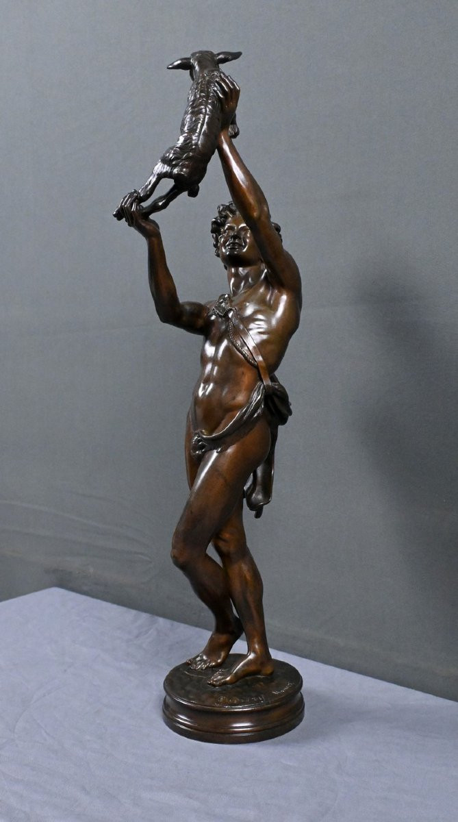 Important Bronze « Faune jouant avec un Chevreau » signé Gumery – 2ème partie XIXe-photo-4