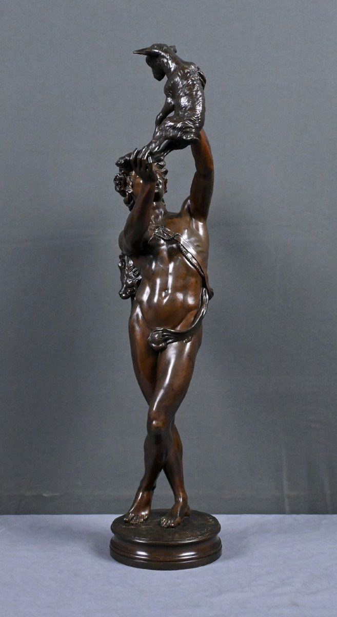 Important Bronze « Faune jouant avec un Chevreau » signé Gumery – 2ème partie XIXe-photo-1