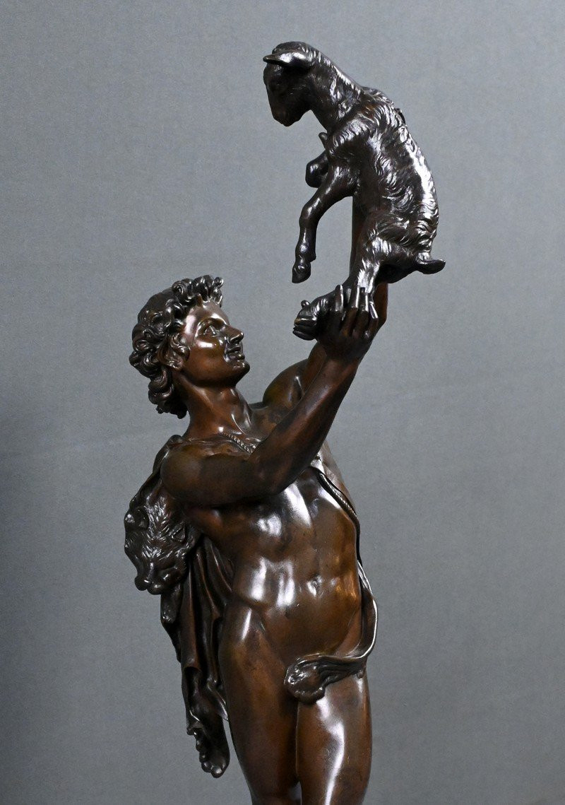 Important Bronze « Faune jouant avec un Chevreau » signé Gumery – 2ème partie XIXe-photo-2