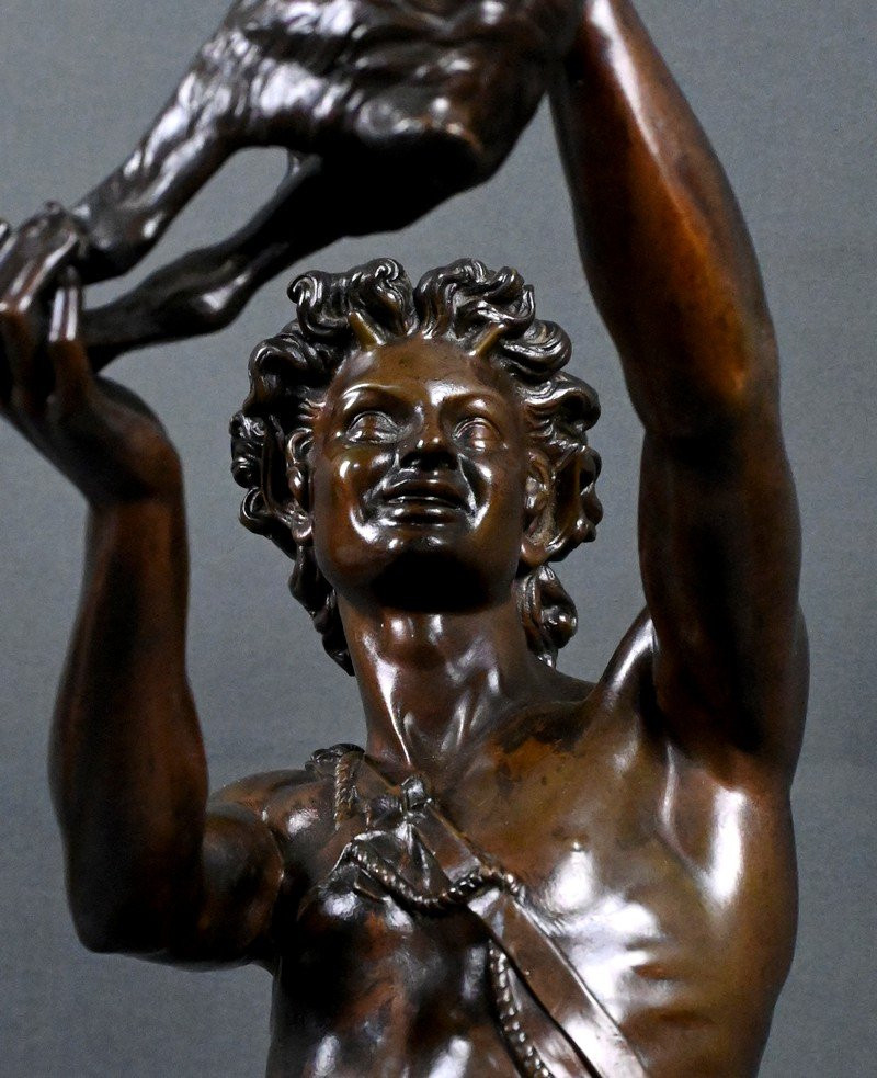 Important Bronze « Faune jouant avec un Chevreau » signé Gumery – 2ème partie XIXe-photo-4