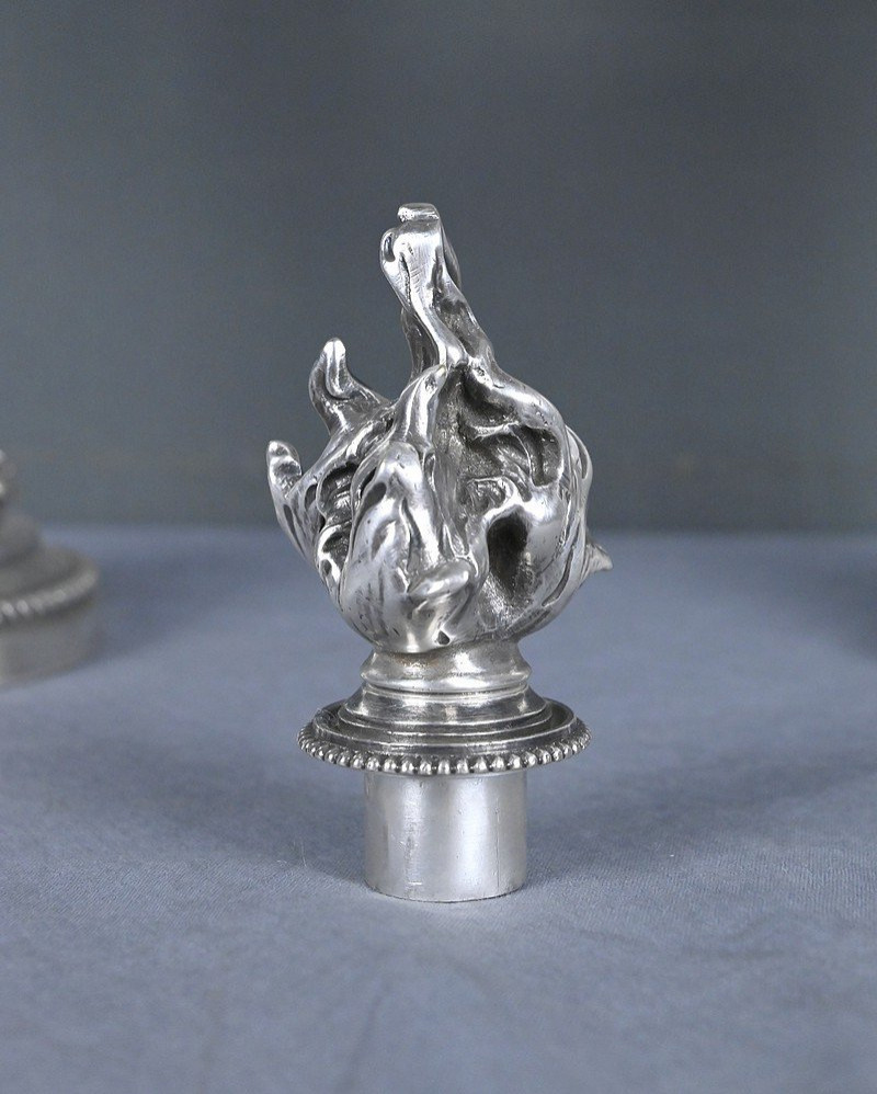 Pair Of Silvered Bronze Candelabra, Louis XVI Style – Late 19th Century-photo-5