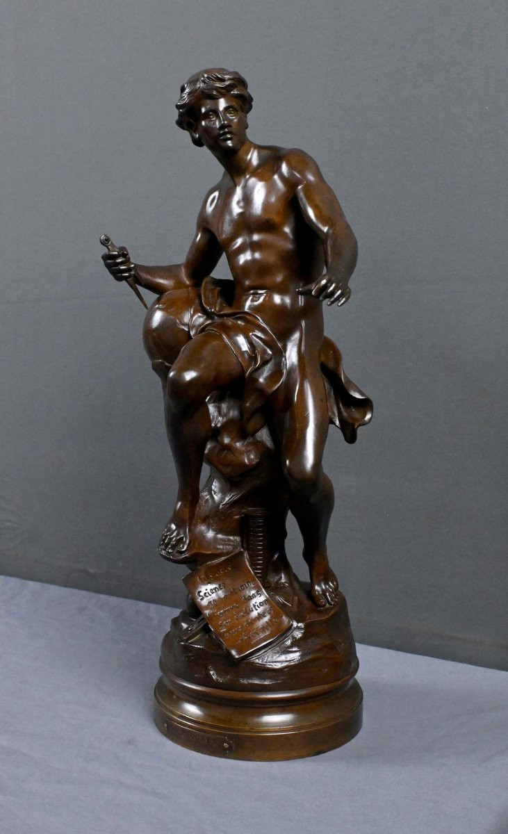 Important Bronze Sculpture "progress" Signed E. Picault – Late 19th Century-photo-1