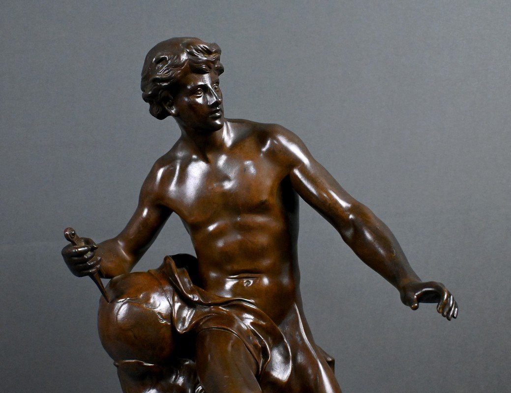 Important Bronze Sculpture "progress" Signed E. Picault – Late 19th Century-photo-3