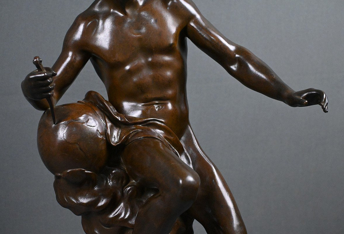 Important Bronze Sculpture "progress" Signed E. Picault – Late 19th Century-photo-4