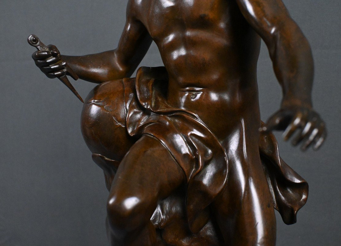 Important Bronze Sculpture "progress" Signed E. Picault – Late 19th Century-photo-5