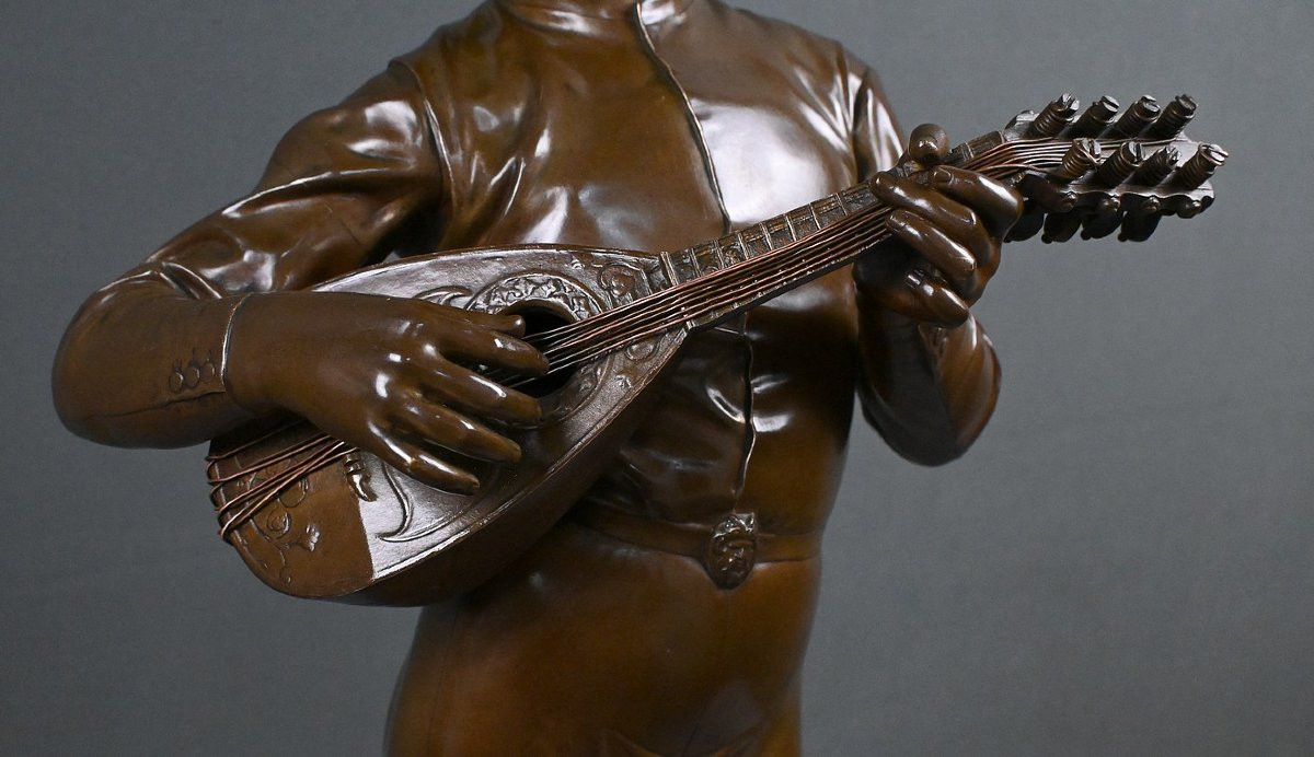 Important Bronze « Le Chanteur Florentin » signé P. Dubois – 1865-photo-6
