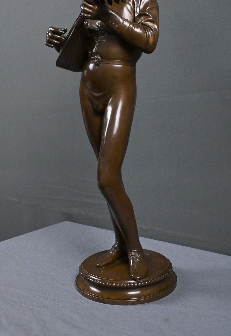 Important Bronze « Le Chanteur Florentin » signé P. Dubois – 1865-photo-7
