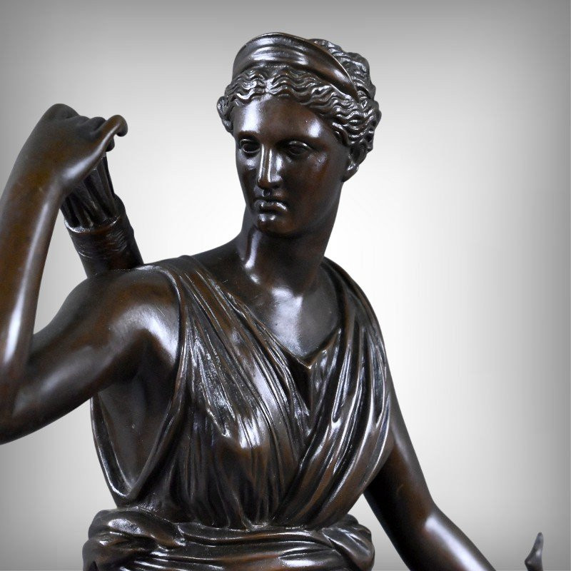 Important Bronze Sculpture "diana The Huntress" After Leochares – Part 2, 19th Century-photo-2