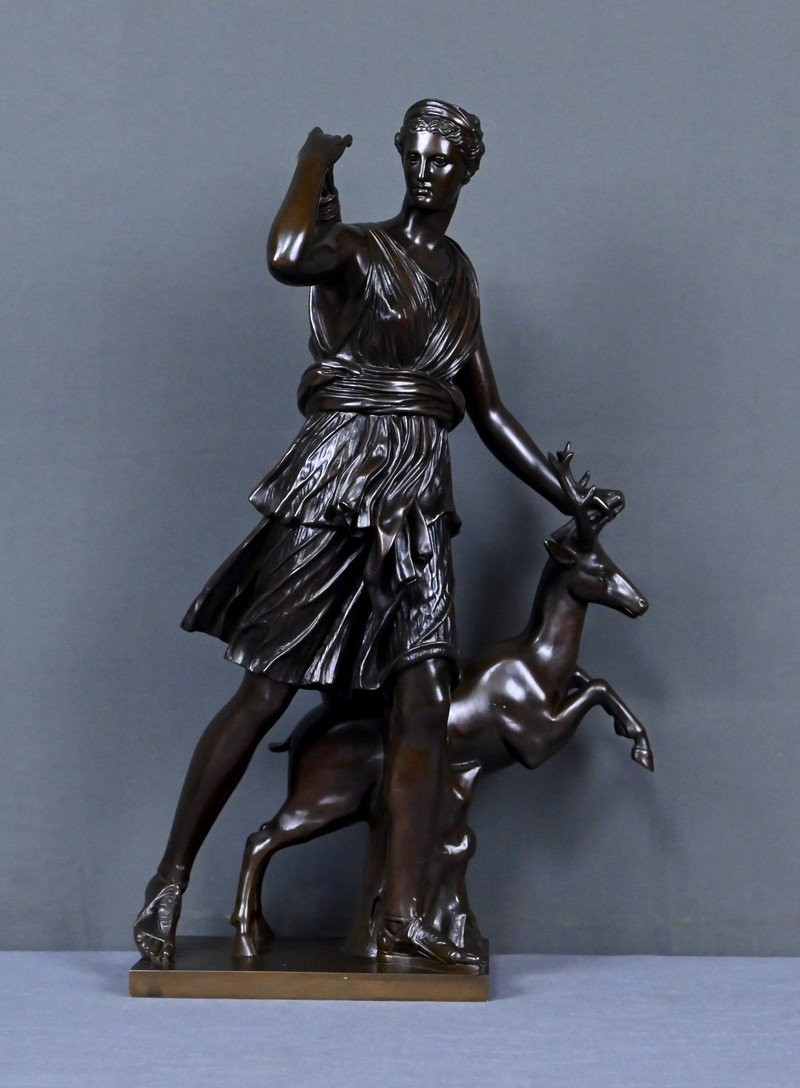 Important Bronze Sculpture "diana The Huntress" After Leochares – Part 2, 19th Century-photo-3