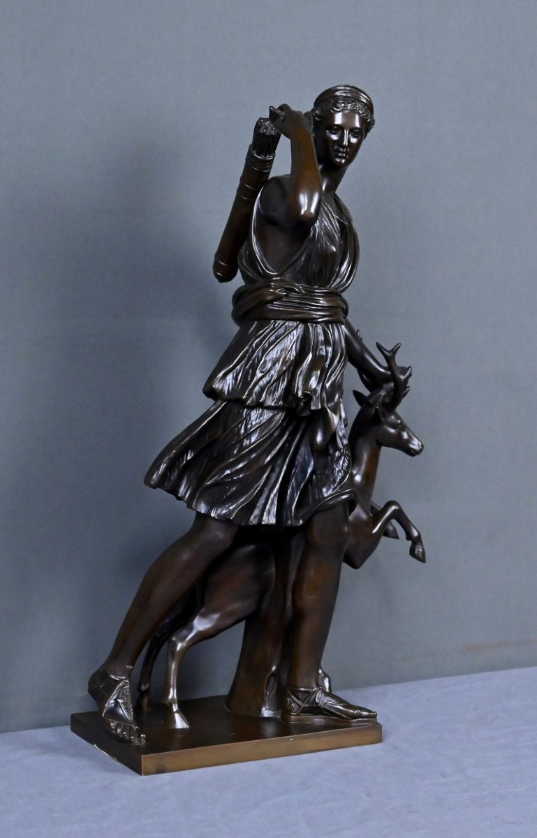 Important Bronze Sculpture "diana The Huntress" After Leochares – Part 2, 19th Century-photo-4