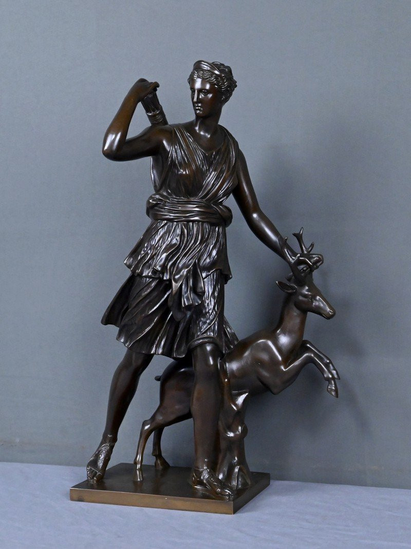 Important Bronze Sculpture "diana The Huntress" After Leochares – Part 2, 19th Century-photo-1