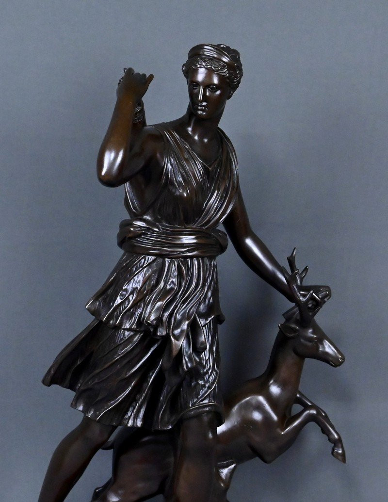 Important Bronze Sculpture "diana The Huntress" After Leochares – Part 2, 19th Century-photo-2