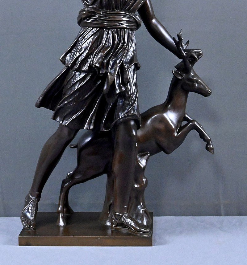 Important Bronze Sculpture "diana The Huntress" After Leochares – Part 2, 19th Century-photo-8