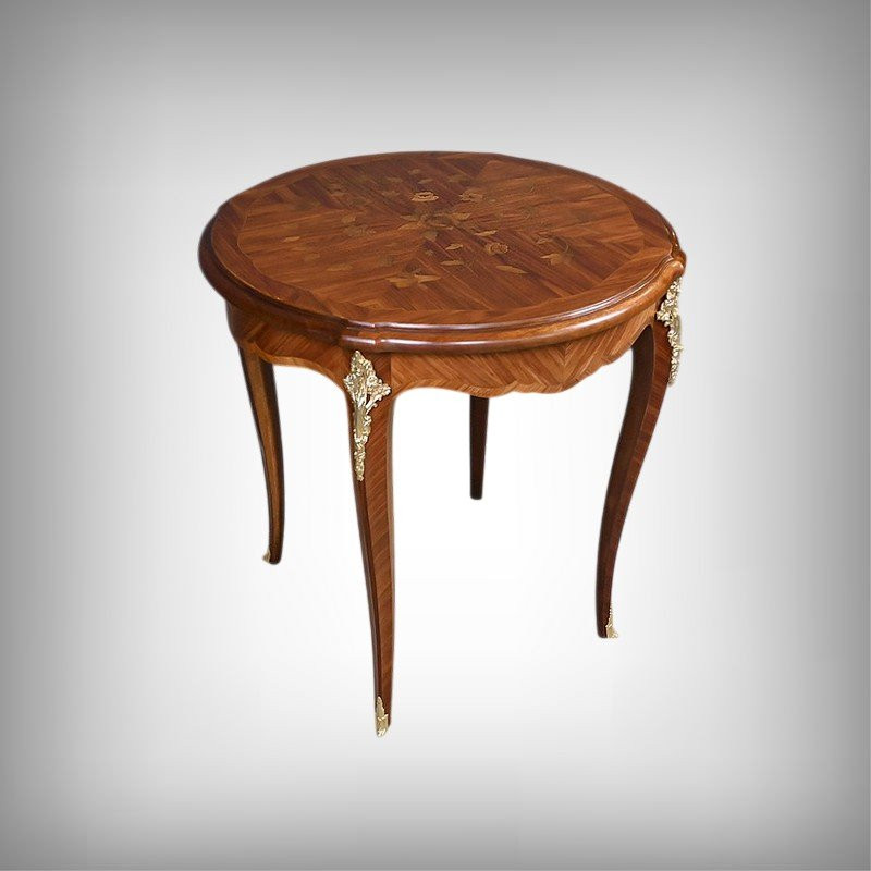 Table de Salon en Marqueterie de Bois de Rose, style Louis XV – Milieu XXe-photo-2
