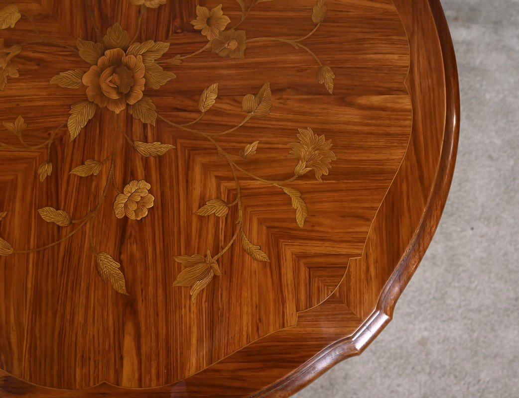Table de Salon en Marqueterie de Bois de Rose, style Louis XV – Milieu XXe-photo-3