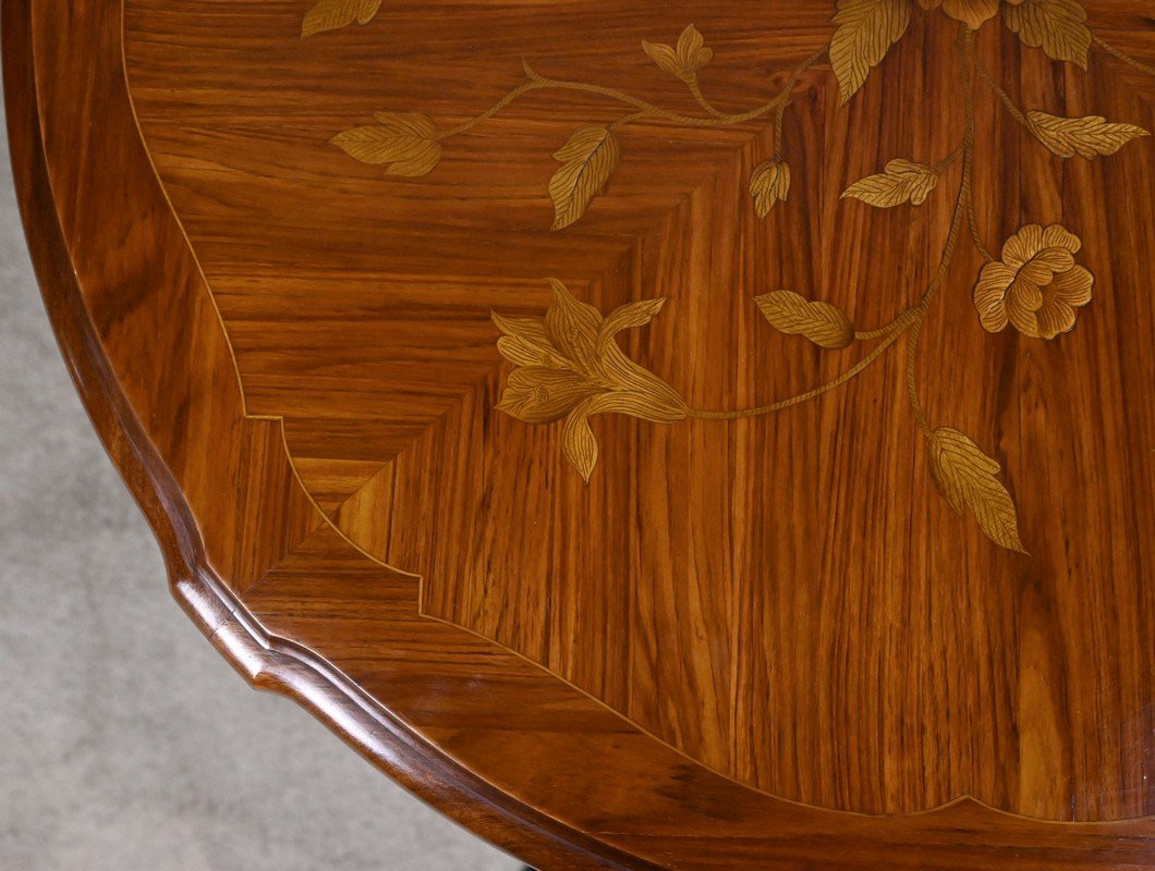 Table de Salon en Marqueterie de Bois de Rose, style Louis XV – Milieu XXe-photo-4