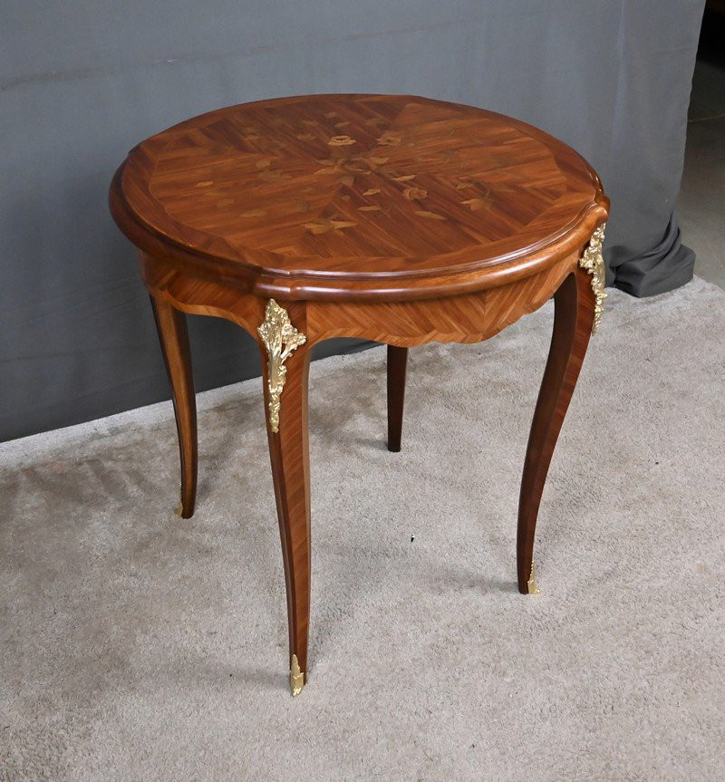 Table de Salon en Marqueterie de Bois de Rose, style Louis XV – Milieu XXe-photo-6