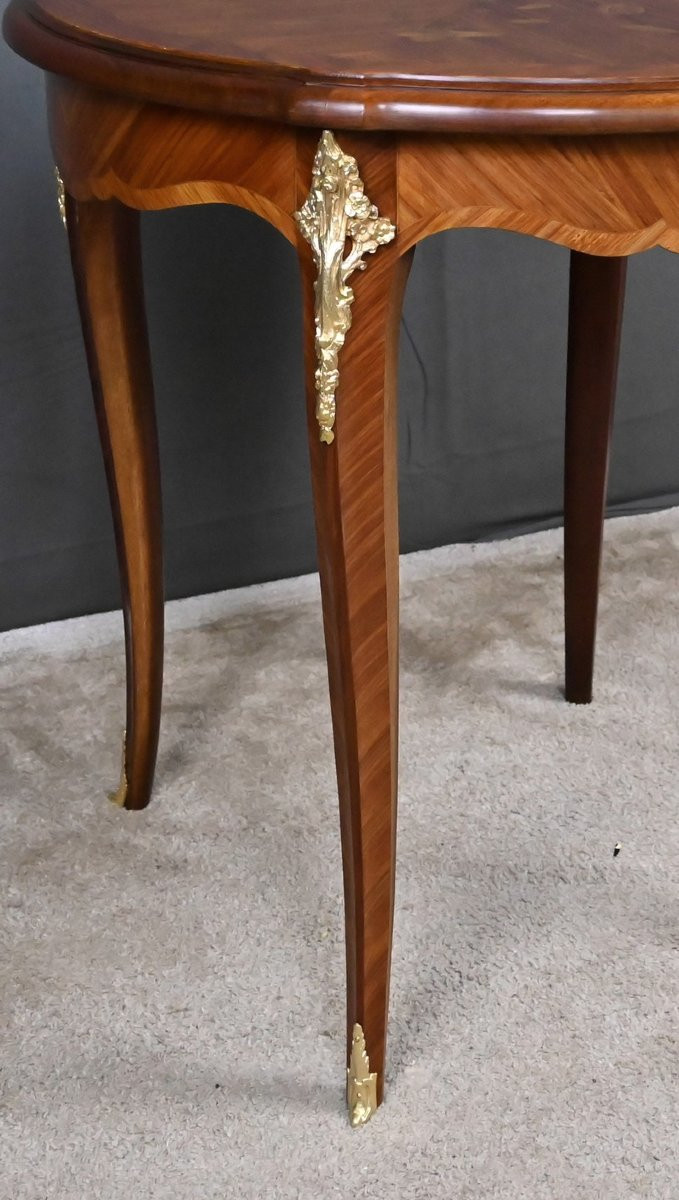 Table de Salon en Marqueterie de Bois de Rose, style Louis XV – Milieu XXe-photo-7
