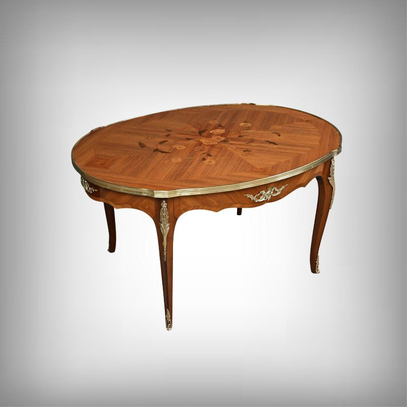 Table Basse en Marqueterie de Bois de Rose, style Louis XV – Milieu XXe-photo-2