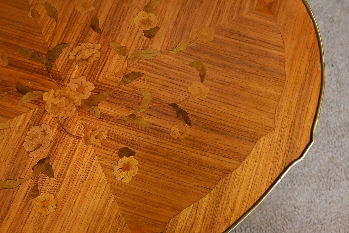 Table Basse en Marqueterie de Bois de Rose, style Louis XV – Milieu XXe-photo-2