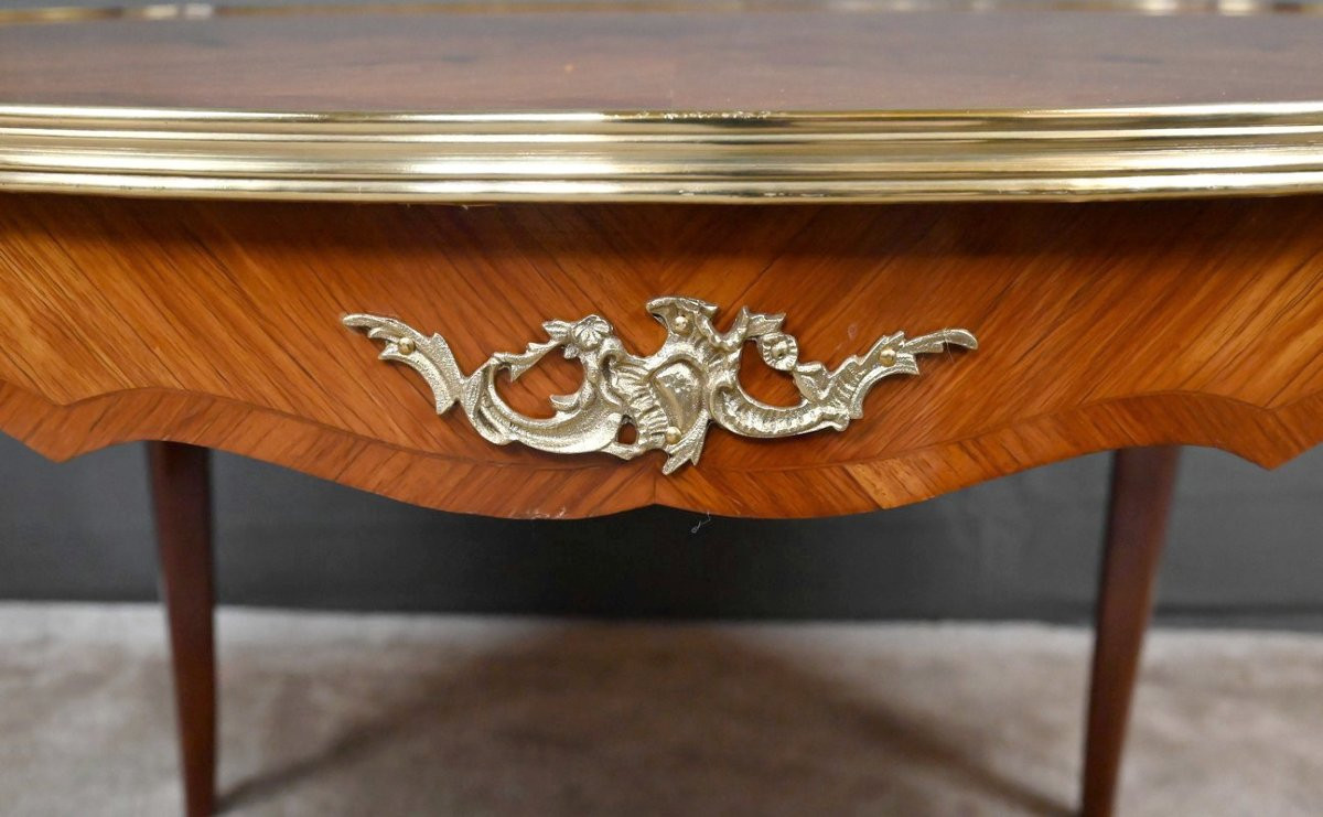 Table Basse en Marqueterie de Bois de Rose, style Louis XV – Milieu XXe-photo-5