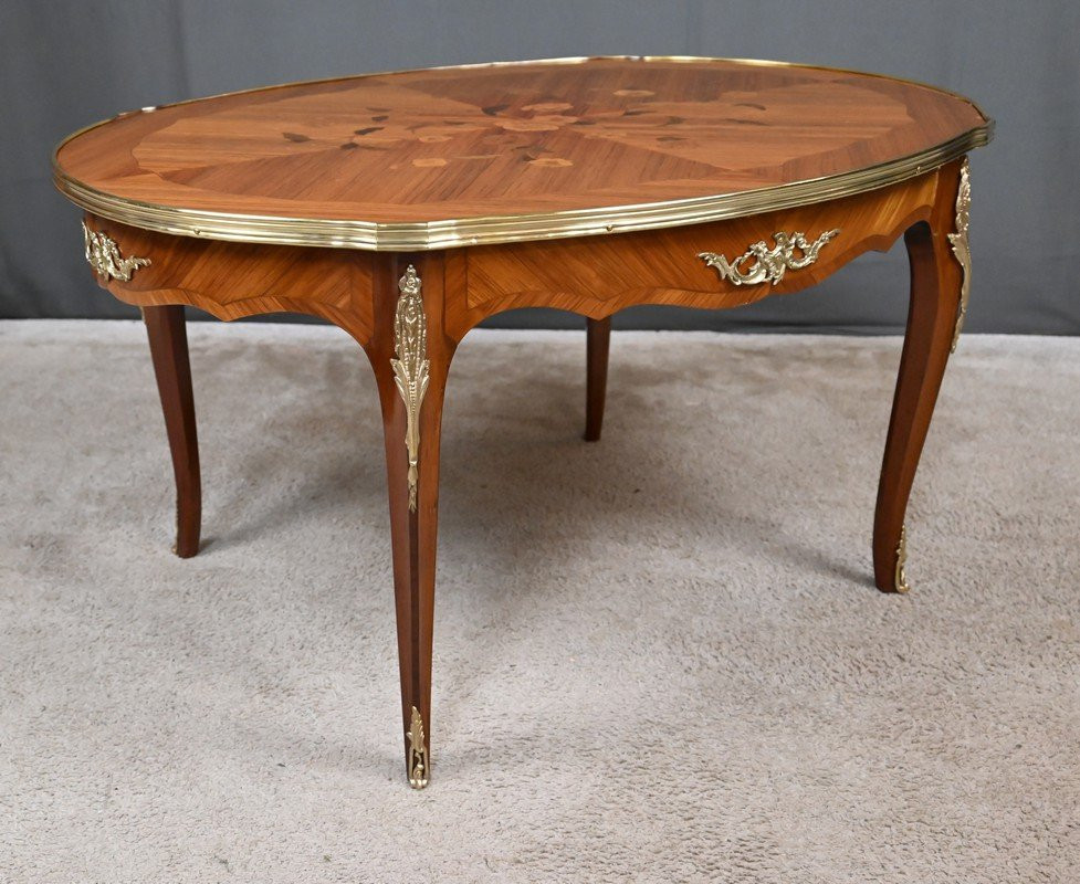 Table Basse en Marqueterie de Bois de Rose, style Louis XV – Milieu XXe-photo-6