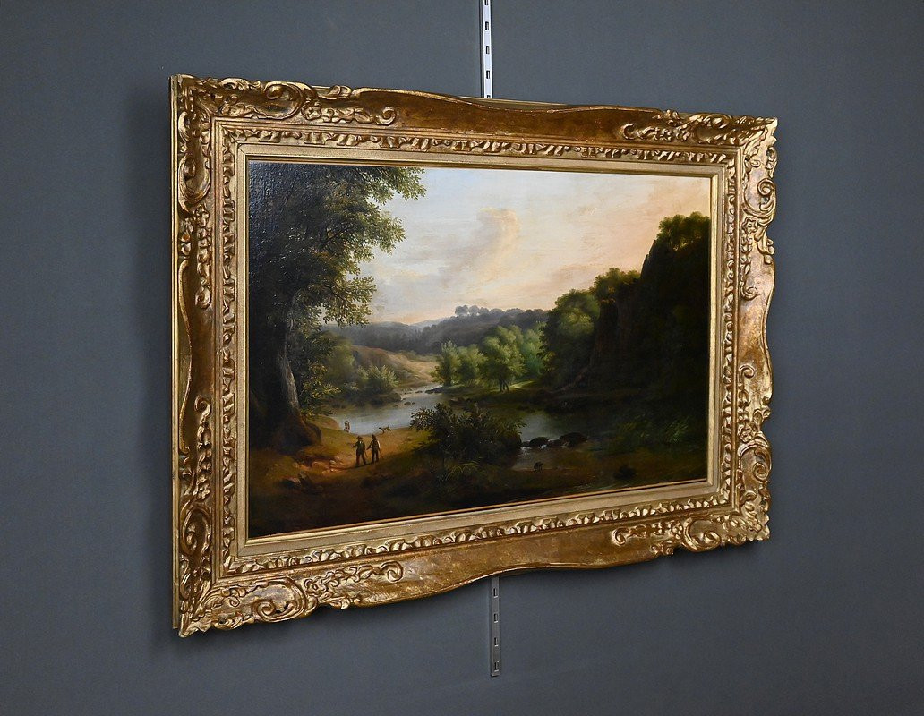 Painting "discussion By The River" Signed A. Savary – Mid-19th Century-photo-3