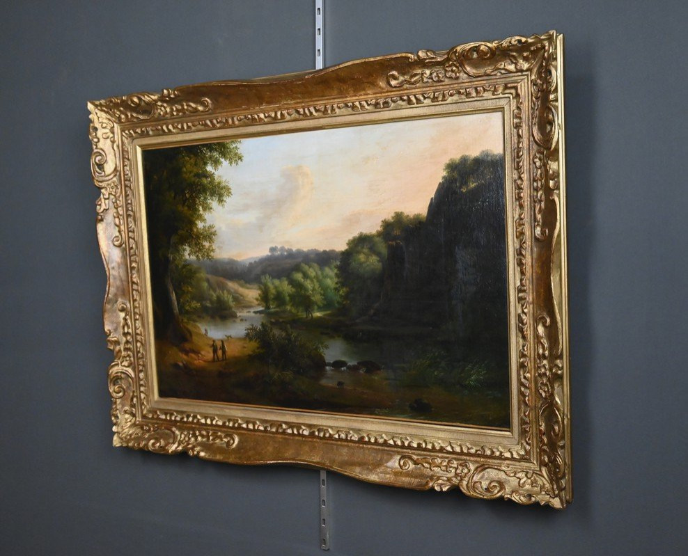 Painting "discussion By The River" Signed A. Savary – Mid-19th Century-photo-4