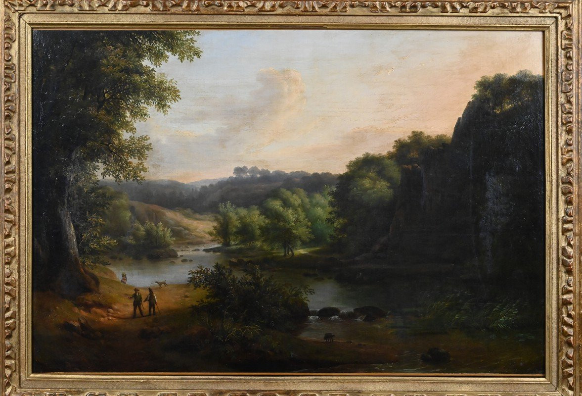 Painting "discussion By The River" Signed A. Savary – Mid-19th Century-photo-2