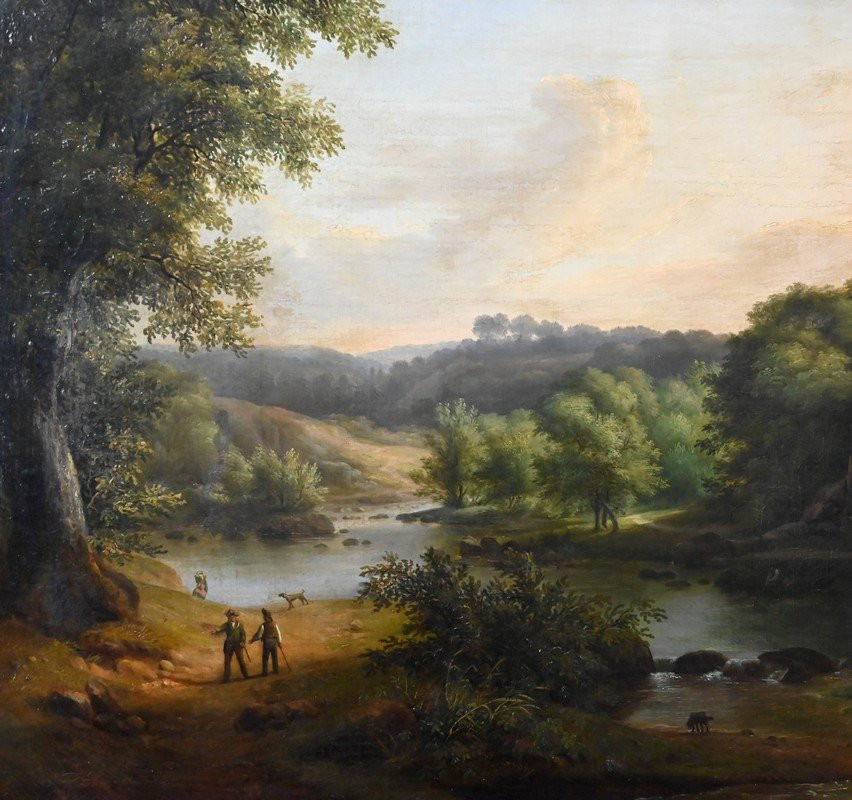 Painting "discussion By The River" Signed A. Savary – Mid-19th Century-photo-4