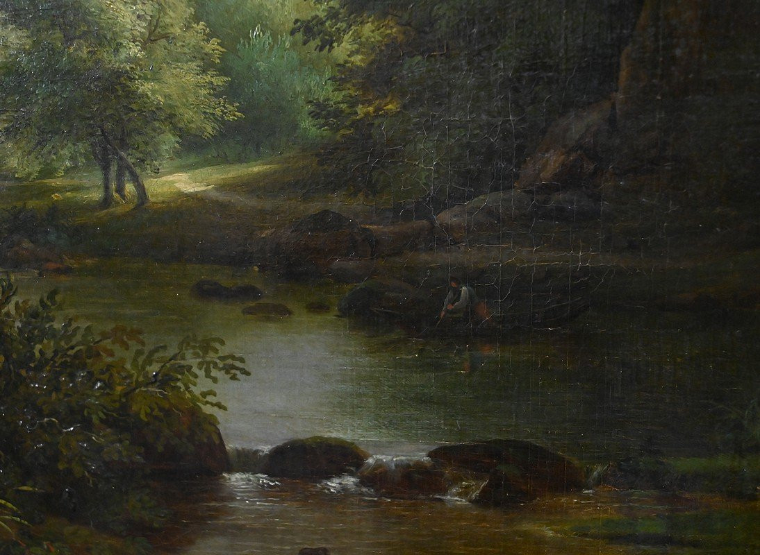 Painting "discussion By The River" Signed A. Savary – Mid-19th Century-photo-6