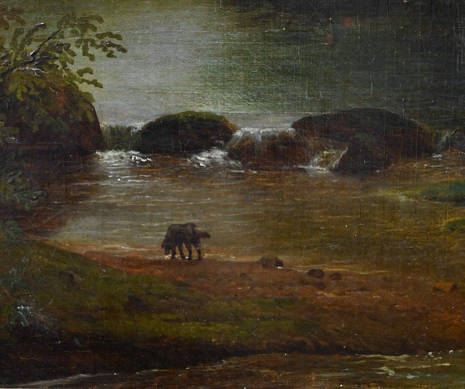 Painting "discussion By The River" Signed A. Savary – Mid-19th Century-photo-7