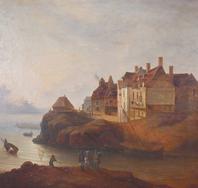 Tableau « Lumière sur le port », école française du XIXe-photo-2