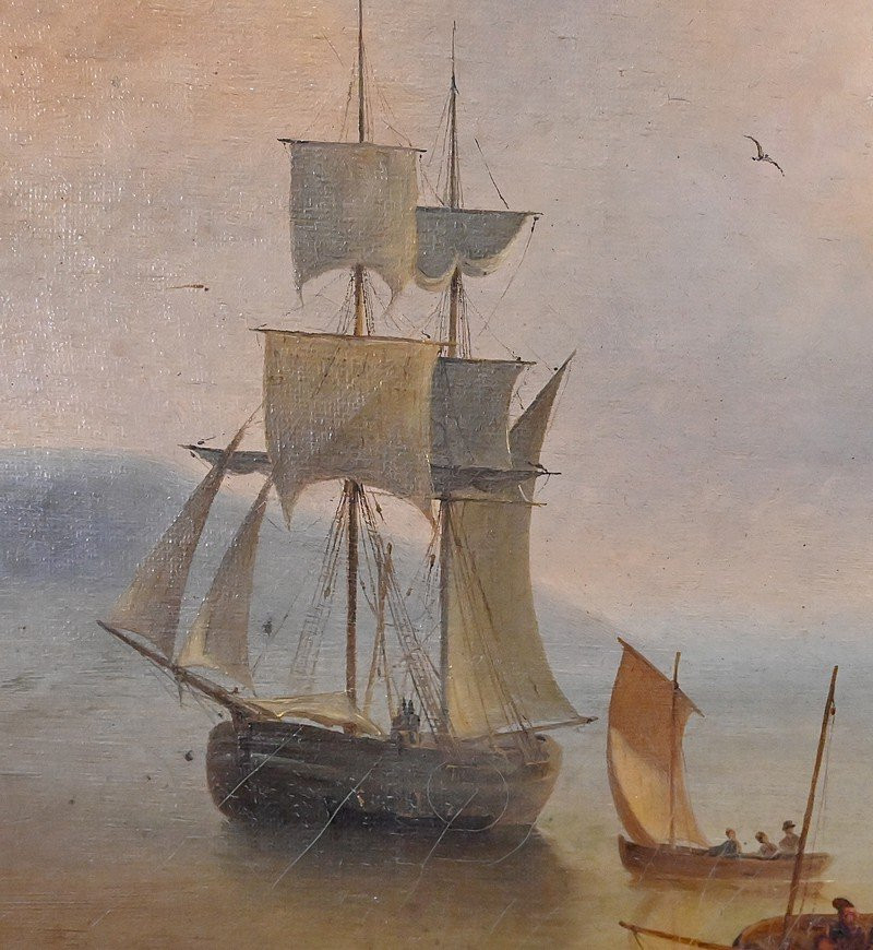 Tableau « Lumière sur le port », école française du XIXe-photo-5