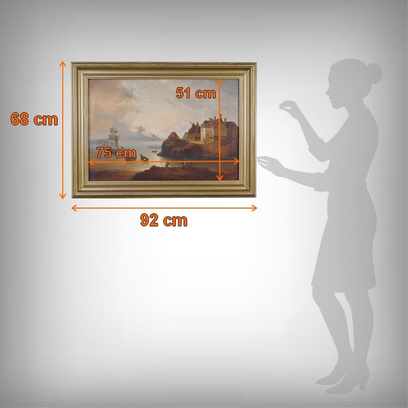 Tableau « Lumière sur le port », école française du XIXe-photo-8