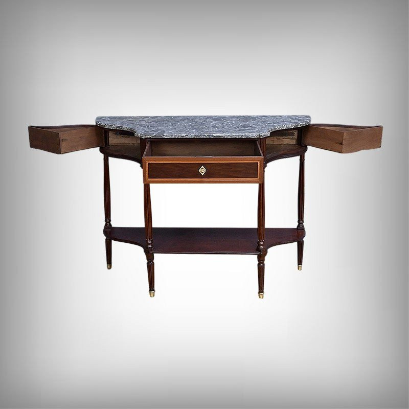 Console en Acajou & Marbre, époque Louis XVI – Fin XVIIIe-photo-2