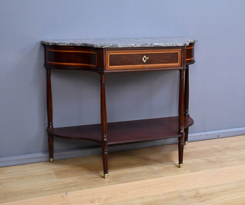 Console en Acajou & Marbre, époque Louis XVI – Fin XVIIIe-photo-3