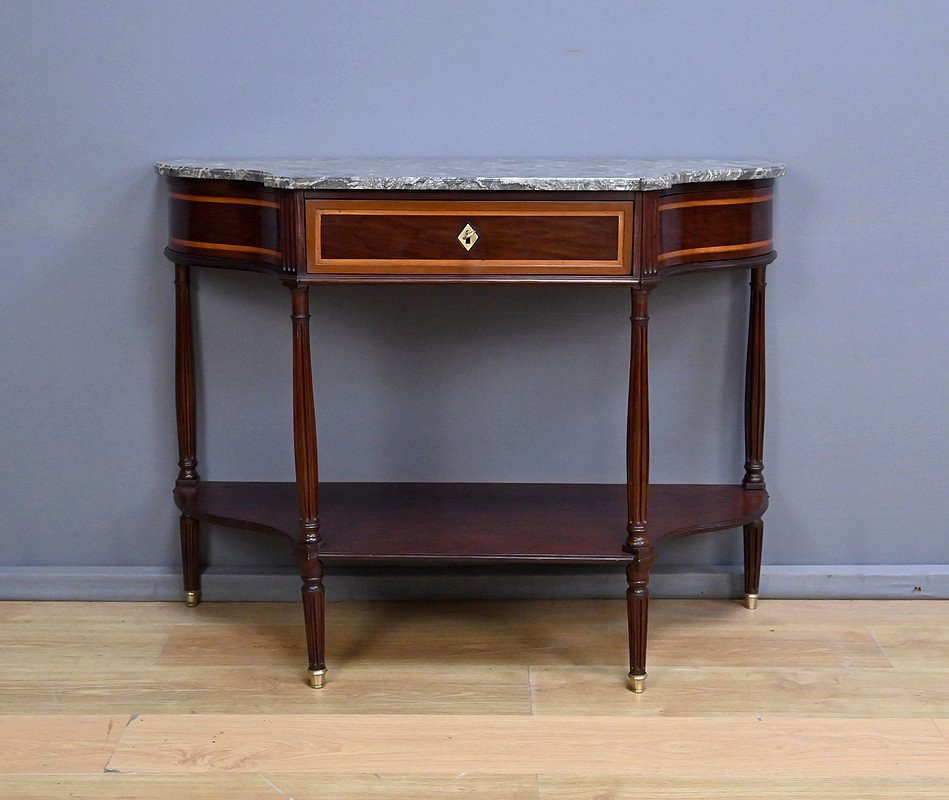 Console en Acajou & Marbre, époque Louis XVI – Fin XVIIIe-photo-1